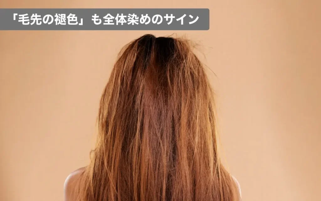 毛先の褪色も全体染めのサイン