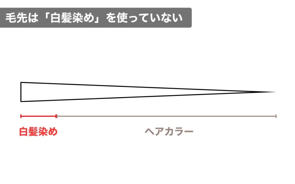 全体染めの時、毛先には白髪染めは使わない